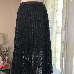Free People Pleated Lace Skirt